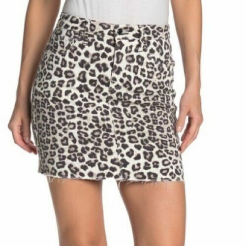 Good American Größe 0 Leopardenmuster roher Rand Minirock neu mit Etikett Einzelhandel 129 $ - Bild 3 von 8