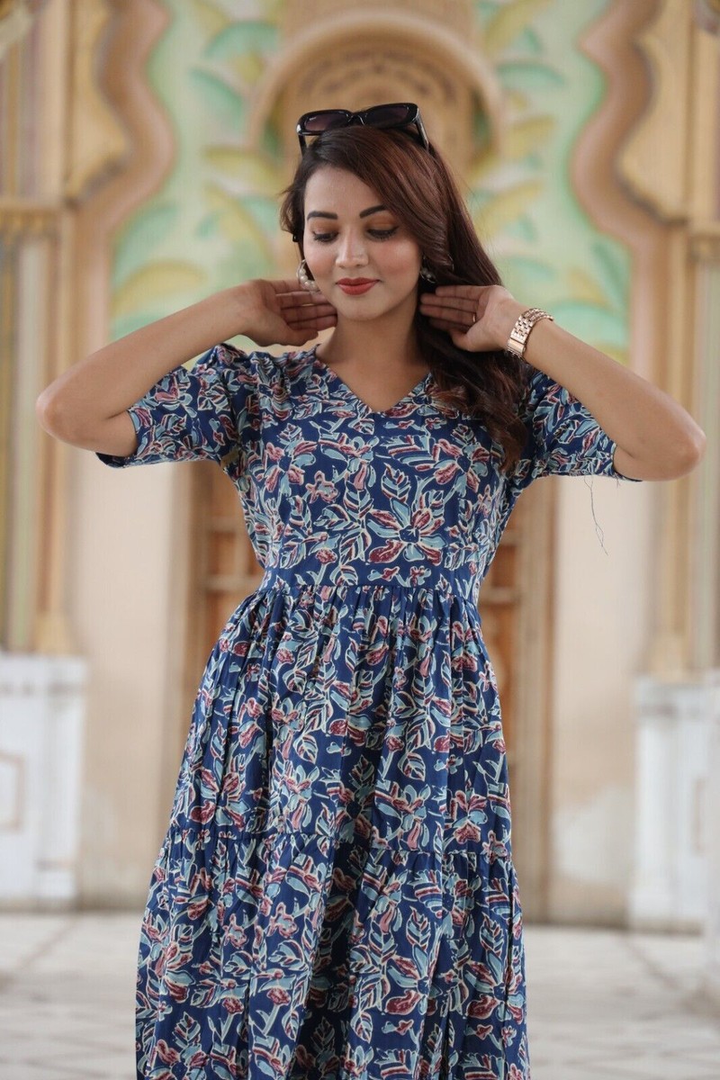 Designer Floral Fancy Tops Dress Long Dress One piece dress Pure Cotton dress