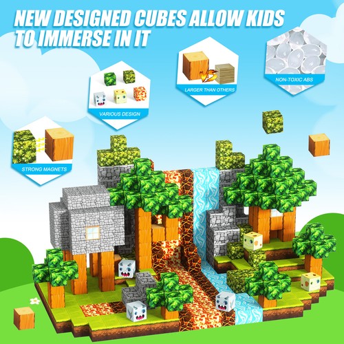 100-700PCS Magnetic Minecraft Building Construction Blocks Puzzle 3D Kids Toys - Picture 23 of 25