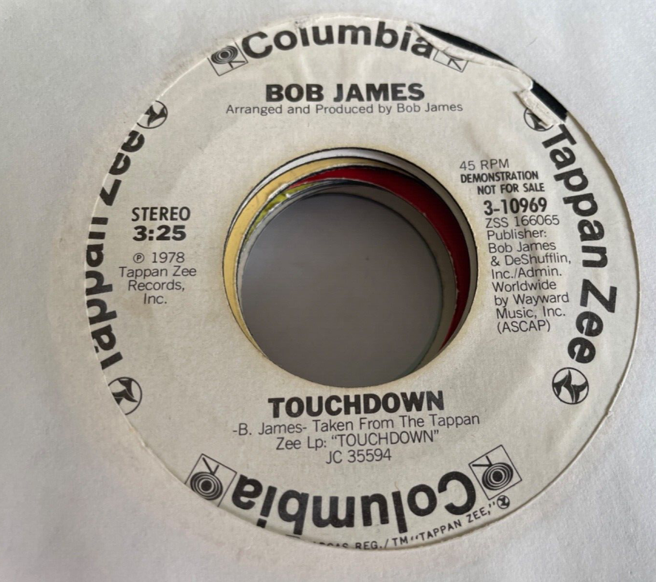 AS191 45RPM Jazz Instr. Bob James Touchdown same tune B side Columbia 10969