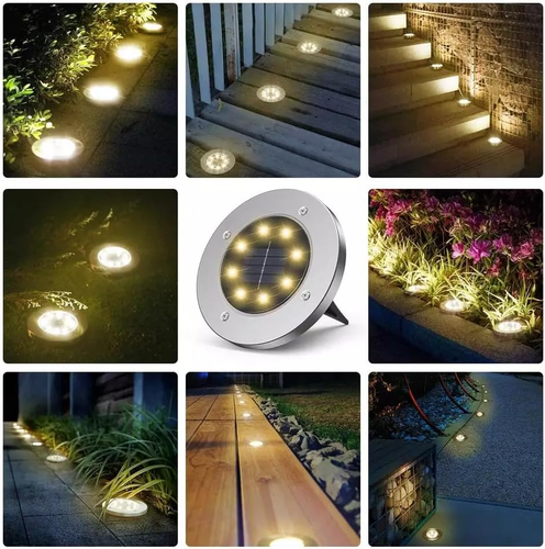 12 Pack Solar Ground Lights with 8 LED - Upgraded Solar Garden Lights Outdoor Wa - Picture 7 of 15