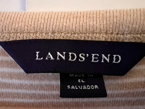 Camiseta Lands End color tostado y blanco a rayas manga 3/4 para mujer XL - Imagen 3 de 11