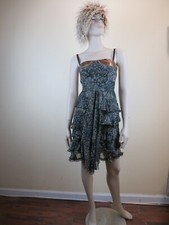NWT DOLCE GABBANA FLORAL SILK LEATHER SHORT SLEEVELESS DRESS 38 US 2 ITALY $1175