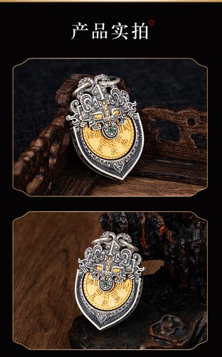 Tibetischer Berg Geist Anhänger Ethno Nische Retro Pendant S925 Paar Amulett - Bild 9 von 11