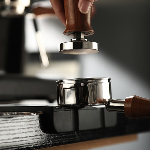 58 mm manija de madera manipuladora de café espresso base plana de acero inoxidable - Imagen 2 de 11