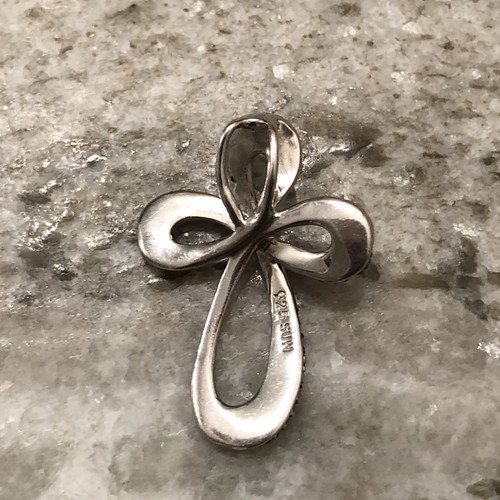 SUN 925 Sterling Silver Real Round-Cut Black & White Diamond Cross Pendant - Picture 6 of 11