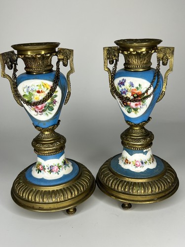 Paar Paris Porzellan Leuchter Bronze Mount 19. Jahrhundert um 1840, lesen - Bild 3 von 23