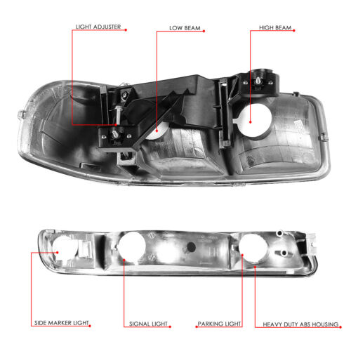 Faros con lentes transparentes luces de parachoques para 99-06 GMC Sierra 1500 Yukon faros - Imagen 3 de 12