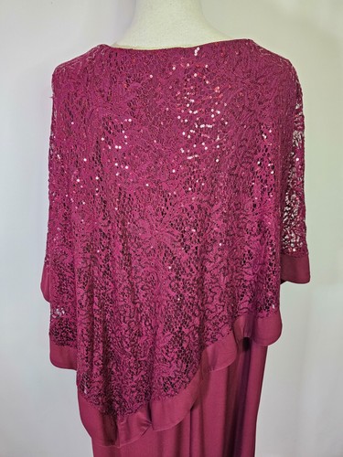 Roz & Ali Women's Sleeveless Shift Dress with Shawl Size 22 Plus Sequins Lace - Picture 7 of 9