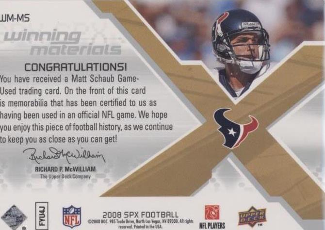 2008 SPx Matt Schaub #WM-MS