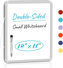 Small Double-Sided White Board Dry Erase Board for Wall, 14"X11" Hanging