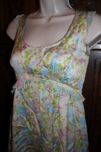 Kimchi Blau Kleid M Urban Outfitters Ärmellos Tank Blumen Rüschen Romantisch - Bild 5 von 9