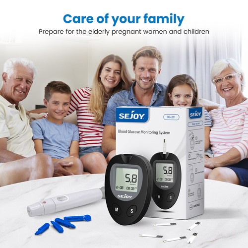 SEJOY Blutzuckermessgerät Diabetes-Set mit 50 Teststreifen Blutlanzetten Tasche - Bild 20 von 20