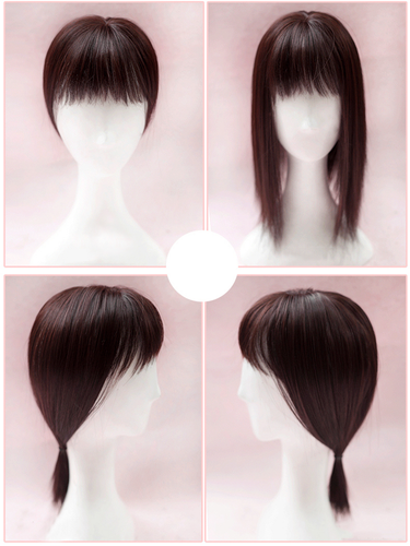Us-Cover Gray Hair Hairpiece Topper Replacement Women Synthetic Hair With Bang - Picture 10 of 14