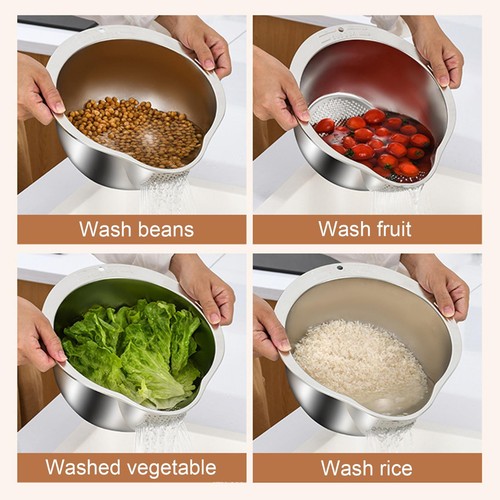 Stainless Steel Kitchen Fruit Vegetable Rice Washing Basket Strainer - Picture 11 of 12