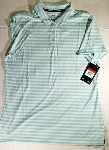 Nike Golf Women's Victory Golf Polo Stripes DRI-FIT Shirt Light Blue Sz. L - Picture 5 of 5