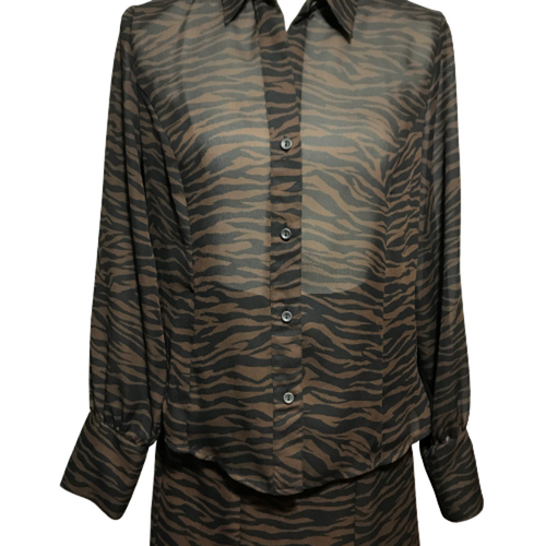 Conjunto de Blusa y Falda con Estampado de Leopardo Kasper Top Semi Transparente Talla 10 - Imagen 2 de 12