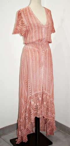 YOUNG FABULOUS & BROKE Costa Eyelet Tie Dye Pink High-Low Maxi Dress  sz S  $224 - Bild 6 von 13