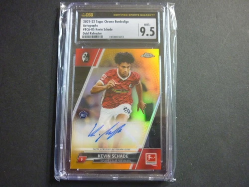 Kevin Schade 2021-22 Topps Chrome Bundesliga RC Gold 2/50 Auto CSG9,5 /9 Auto