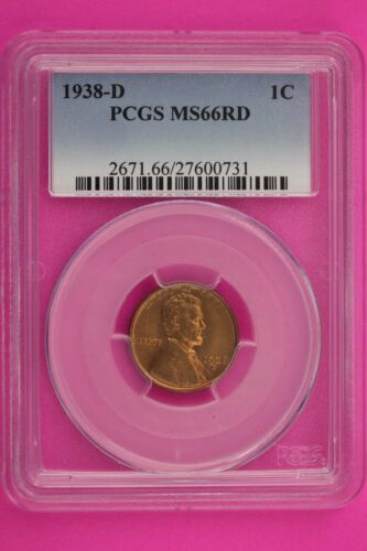 1938 D MS 66 RD Lincoln Wheat Cent Penny PCGS Graded Certified Authentic Slab 31