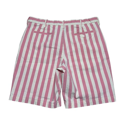Lands End Shorts Mens 35 Striped Pink White Chino Traditional Fit Flat Front - Picture 2 of 7