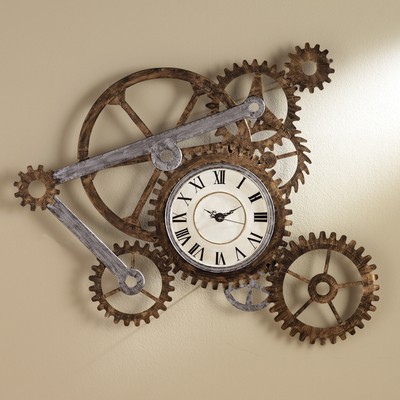 Rustic Industrial Metal Gears Wall Clock Roman Numeral Steampunk Art Sculpture 37732733517 Ebay