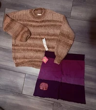 SO Pink Stretchy Fuzzy Comfy Sweater & Skirt LOT NWT size SMALL