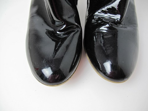 Aquatalia black patent leather ankle bootie shoe Size 9.5 Made in Italy - Picture 2 of 9