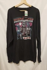 The Mandalorian Shirt JUNK FOOD Men Large Black Crewneck Casual