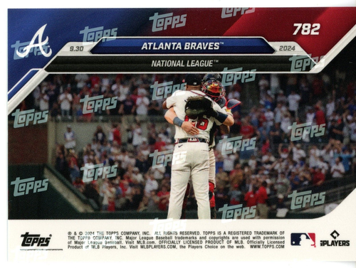 2024 Topps Now " Braves Clinch 7a postseason consecutiva" #782 Atlanta Braves - Foto 2 di 2
