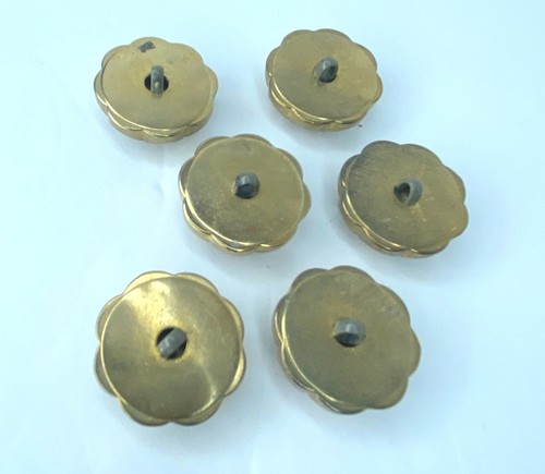 Set of 6 Domed Round Black Velvet in Plastic Metal 1"  - Picture 3 of 6