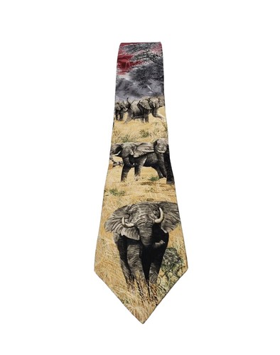 Vtg. Endangered Species 1995 "Elephant Charge" 100% Silk Tie Necktie Made In USA - Picture 16 of 16