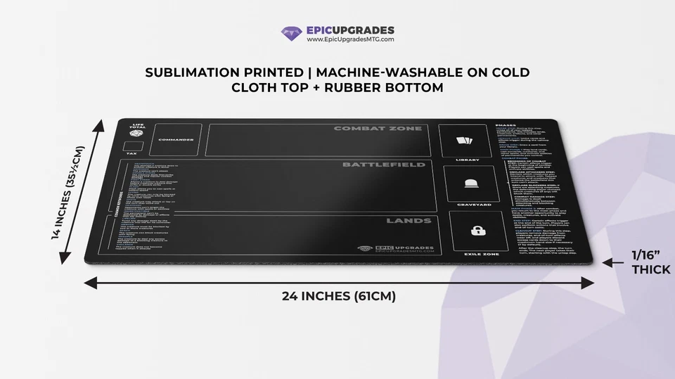 Alfombra de Juego Recién Llegada con Zonas - Versión Comandante 24"x14" Magic the Gathering EDH Foto 2 de 4