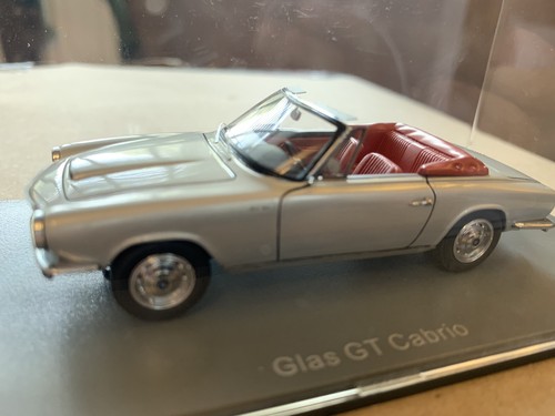 RARE GLAS GT CABRIOLET 1/43 CAR MODEL IN SILVER BY NEO MODELS