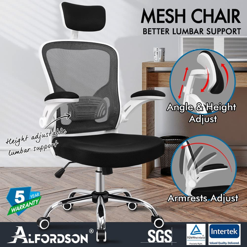 ALFORDSON Office Chair Mesh Computer Chair Swivel Executive Desk Chair with A... - Picture 2 of 12