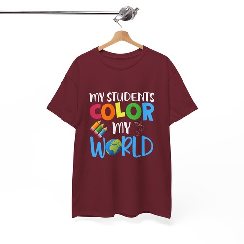 School Teacher Unisex Heavy Cotton Up to 5XL Tee T-Shirt 'Color My World' - Picture 111 of 118