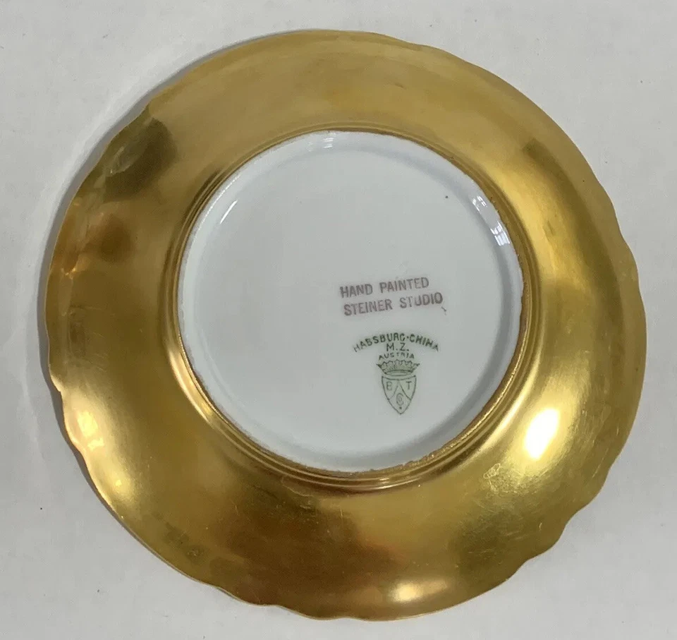 РЕДКИЙ старинный Baby синий и золотой STEINER STUDIO Demi чашка и блюдце BT BURLEY ГЕРМАНИИ - Изображение 3 из 4