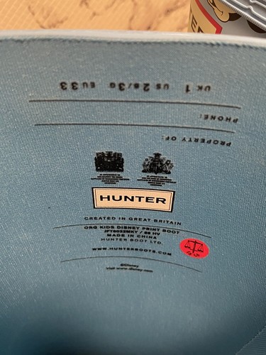 New Hunter Original Kids Unisex Disney Mickey Print Boots- Girls Sz 3/Boys Sz 2 - Picture 8 of 8