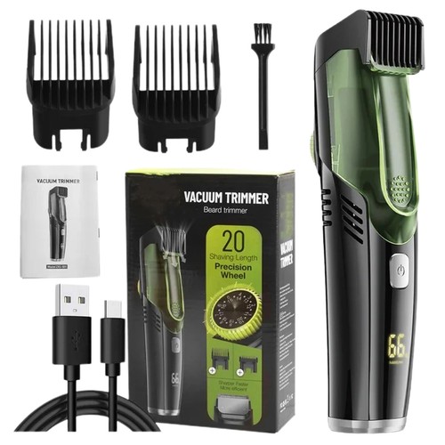 Mens Rechargeable Vacuum Beard Trimmer, Adjustable Length NEW Waterproof Shavers