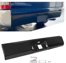 Rear Steel Roll Pan Bumper License Plate LED Light for 1999-2007 Chevy Silverado