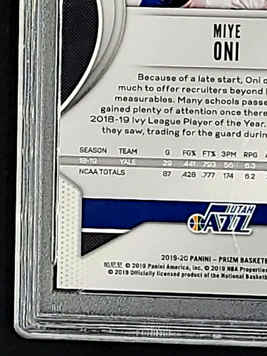 2019 Panini Prizm #300 Miye Oni RC Rookie Utah Jazz PSA 10 Gem Mint POP 65 - Picture 11 of 11