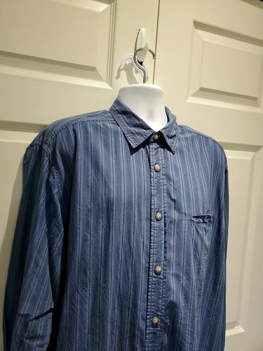 Levis Shirt Men Blue Size L Long Sleeve Striped Button Front Cotton ๐ - Picture 5 of 10