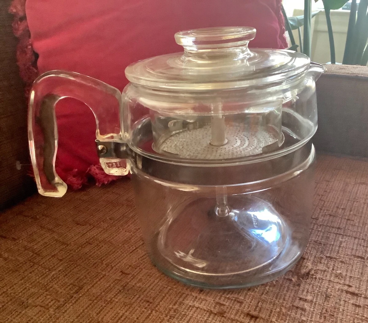 COMPLETE Pyrex Flameware Glass Stovetop 6 Cup Coffee Pot Percolator 