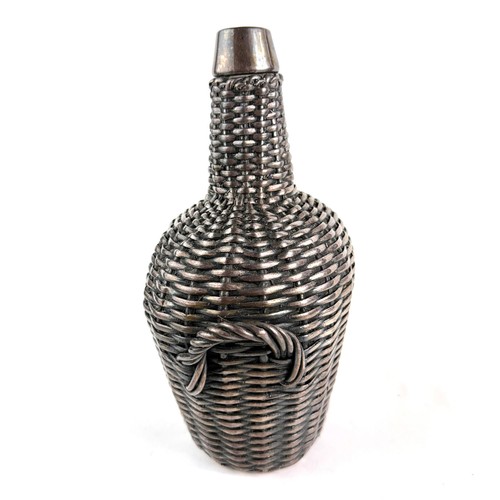 1910-20s Gorham Sterling Silver Overlay Decanter Jug Wicker Basket Weave Pattern - Picture 4 of 19