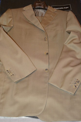 $3895 NEW Ermenegildo Zegna Tan Beige Pure Wool Suit 40R 50R 33W - Picture 7 of 24