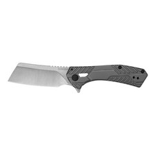 Kershaw Static Folding Knife 2.9" Cleaver Plain Edge Satin Steel Handle Black
