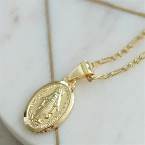 Collar Virgen María Collar Enchapado en Oro 18K Mujeres/Hombres Joyería Cristiana Colgante Regalos++ - Imagen 7 de 16