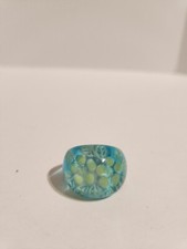 Vintage Plastic Blue Ring With White Flowers Inside TA-3-63