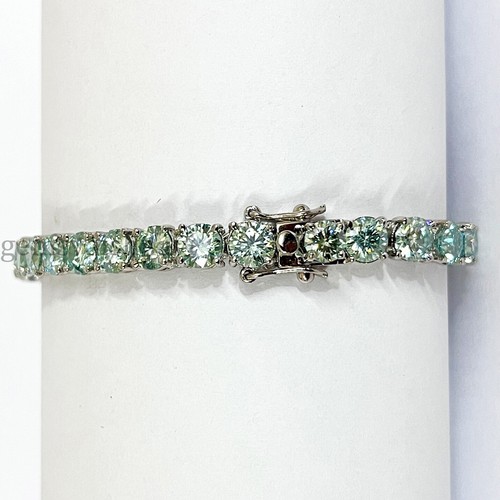 Blue Treated Diamond Tennis Bracelet in 925 Sterling Silver 6 mm 8" Inches ! - Picture 5 of 7