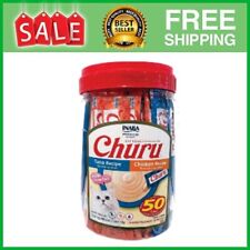 INABA Churu Creamy, Lickable Wet Cat Treats, 0.5 oz, 50 Tubes, Tuna & Chicken